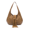CAVIAR HAZELNUT SUEDE WOVEN HOBO BAG