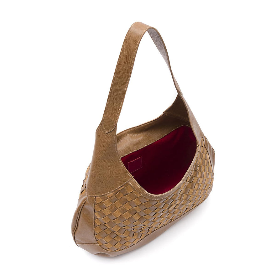 BOLSA HOBO TRESSÊ CAMURÇA CAVIAR AVELÃ