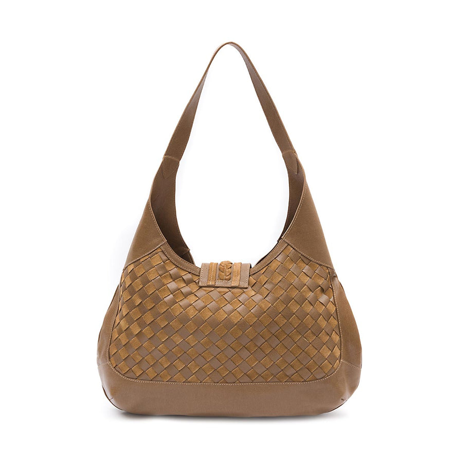BOLSA HOBO TRESSÊ CAMURÇA CAVIAR AVELÃ
