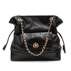 BOLSA MAXI TOTE DAHLIA COURO CAIMAN PRETO OURO