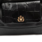 BOLSA MAXI TOTE DAHLIA COURO CAIMAN PRETO OURO