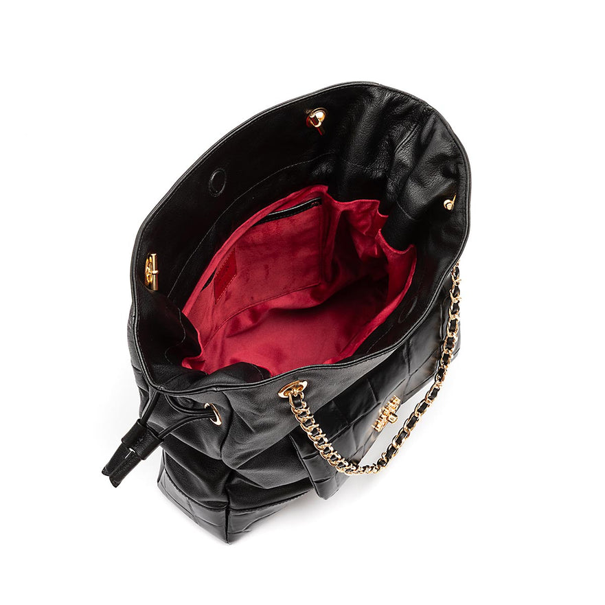 BOLSA MAXI TOTE DAHLIA COURO CAIMAN PRETO OURO