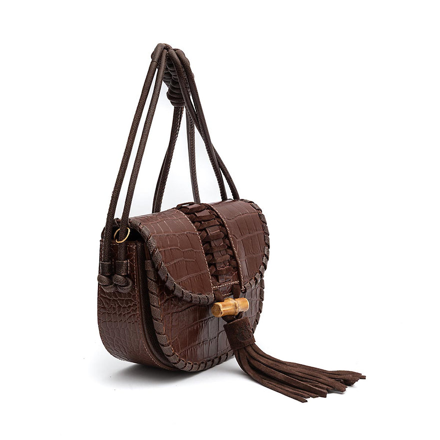 BOLSA BOX ZAIRA NEW CROCO BROWNIE