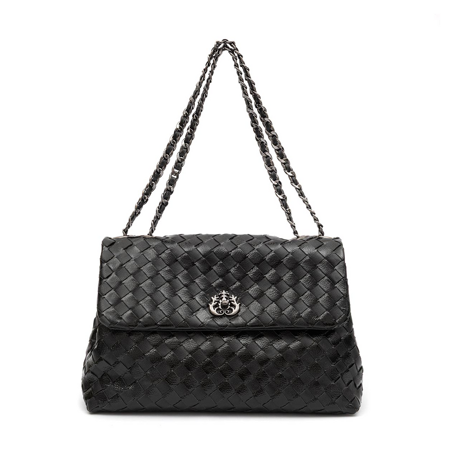 BOLSA HELLEN FLAP GLOSS PRETO ONIX TRESSÊ