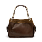 BOLSA TOTE TRESSÊ COURO CAMURÇA MASCAVO OURO