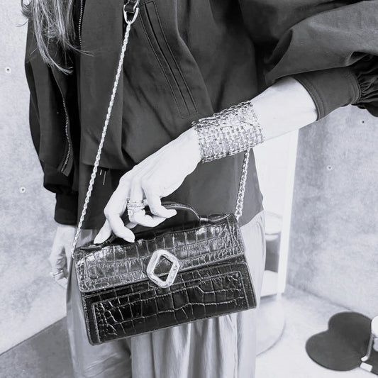 BOLSA TOPHANDLE AURORA NEW CROCO PRETO
