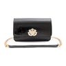 BOLSA CARTEIRA FOREVER IN  LOVE COURO GLOSS PRETO COM FECHO CRISTAL/ OURO