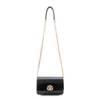 BOLSA CARTEIRA FOREVER IN  LOVE COURO GLOSS PRETO COM FECHO CRISTAL/ OURO