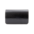 BOLSA CARTEIRA FOREVER IN  LOVE COURO GLOSS PRETO COM FECHO CRISTAL/ OURO