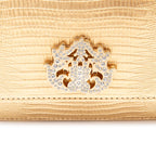 BOLSA CARTEIRA FOREVER IN LOVE LIZARD OURO COM FECHO CRISTAL/ OURO