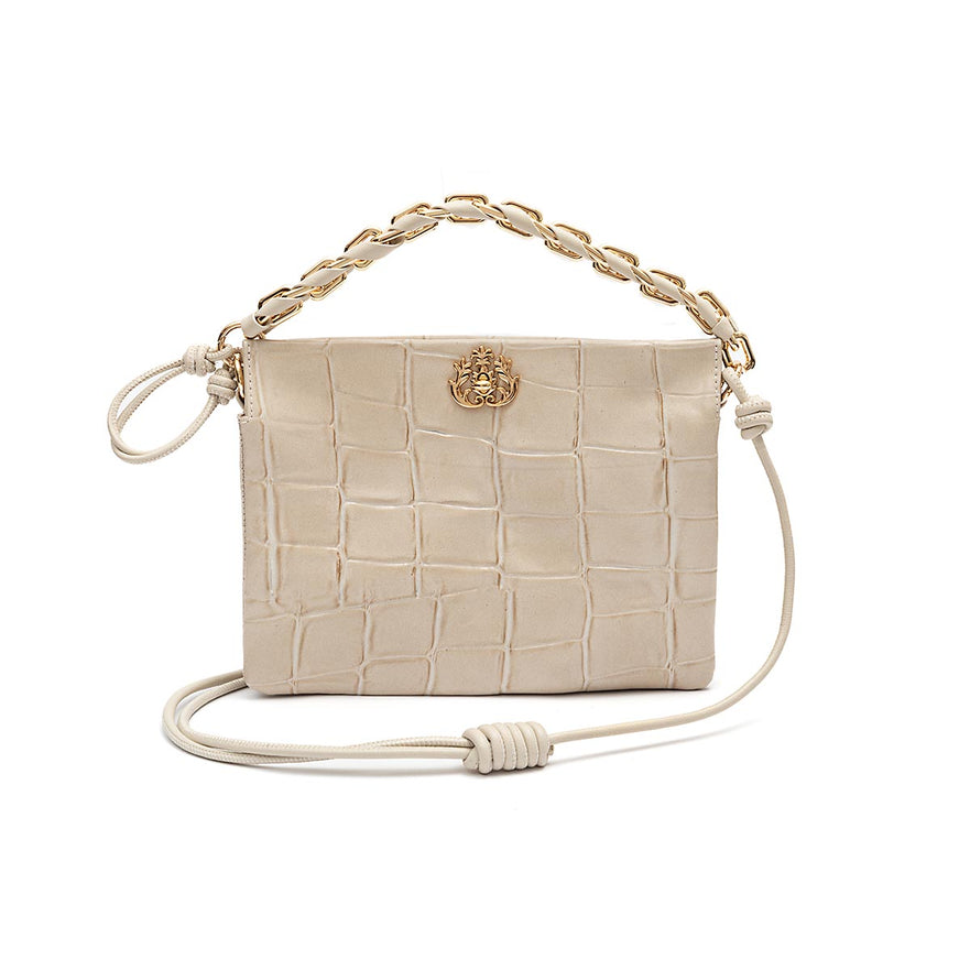 BOLSA CROSSBODY CINDY LOCKER MARSHMALLOW COURO