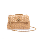 HELLEN LEATHER AND RAFFIA SMALL MACADAMIA TRESSÊ BAG
