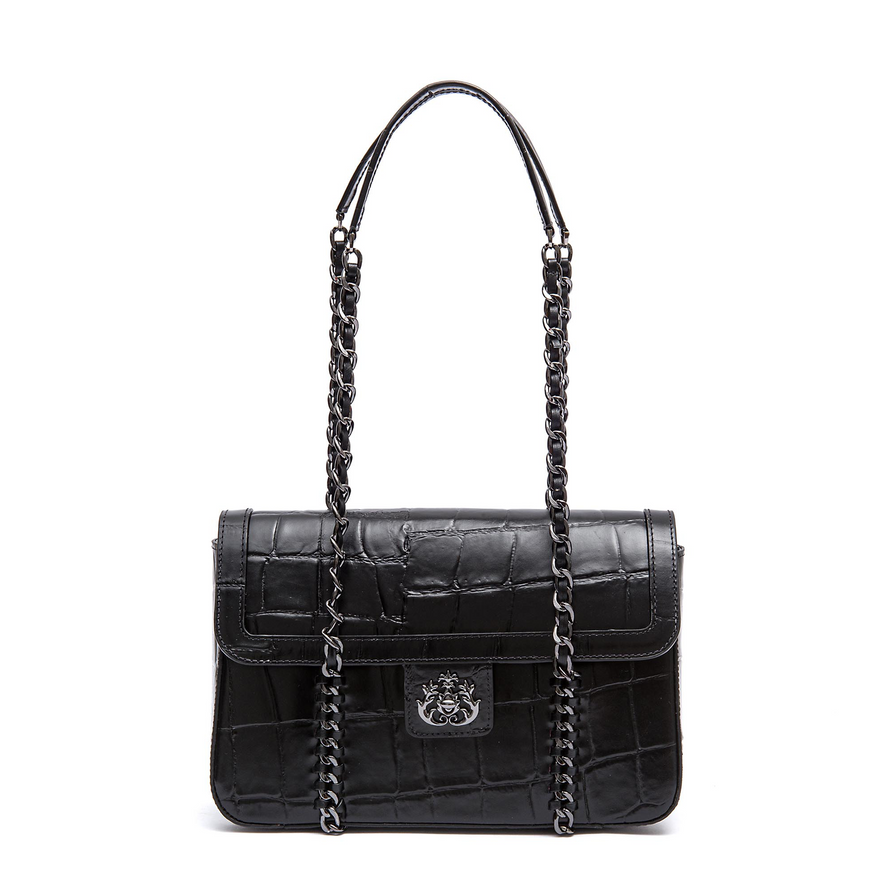 BOLSA TOTE FLAP SIENNA MÉDIA COURO PRETO