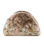 BOLSA CLUTCH MADREPÉROLA MEIA LUA FURTA ROSE