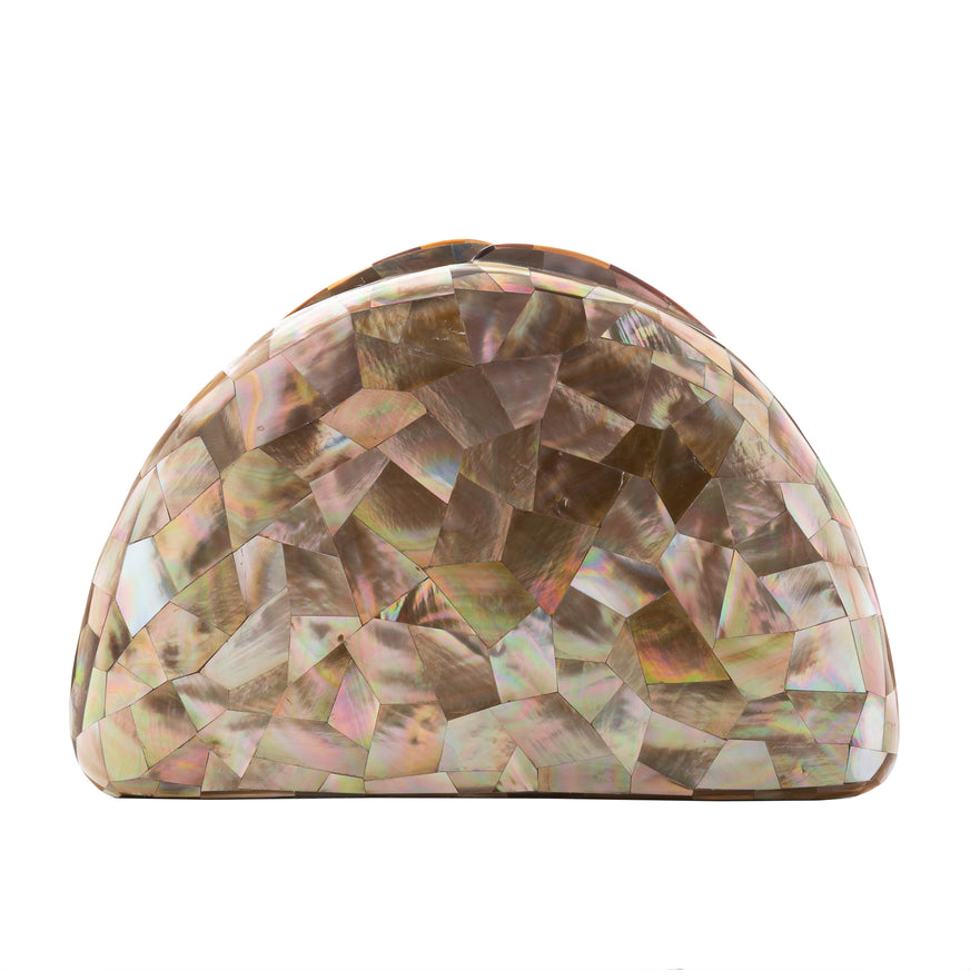 BOLSA CLUTCH MADREPÉROLA MEIA LUA FURTA ROSE