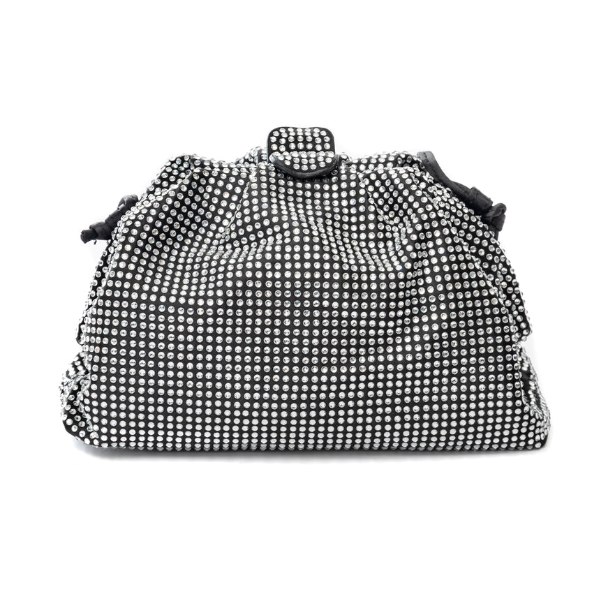 Bolsa Mini Pouch Em Cristais Preto