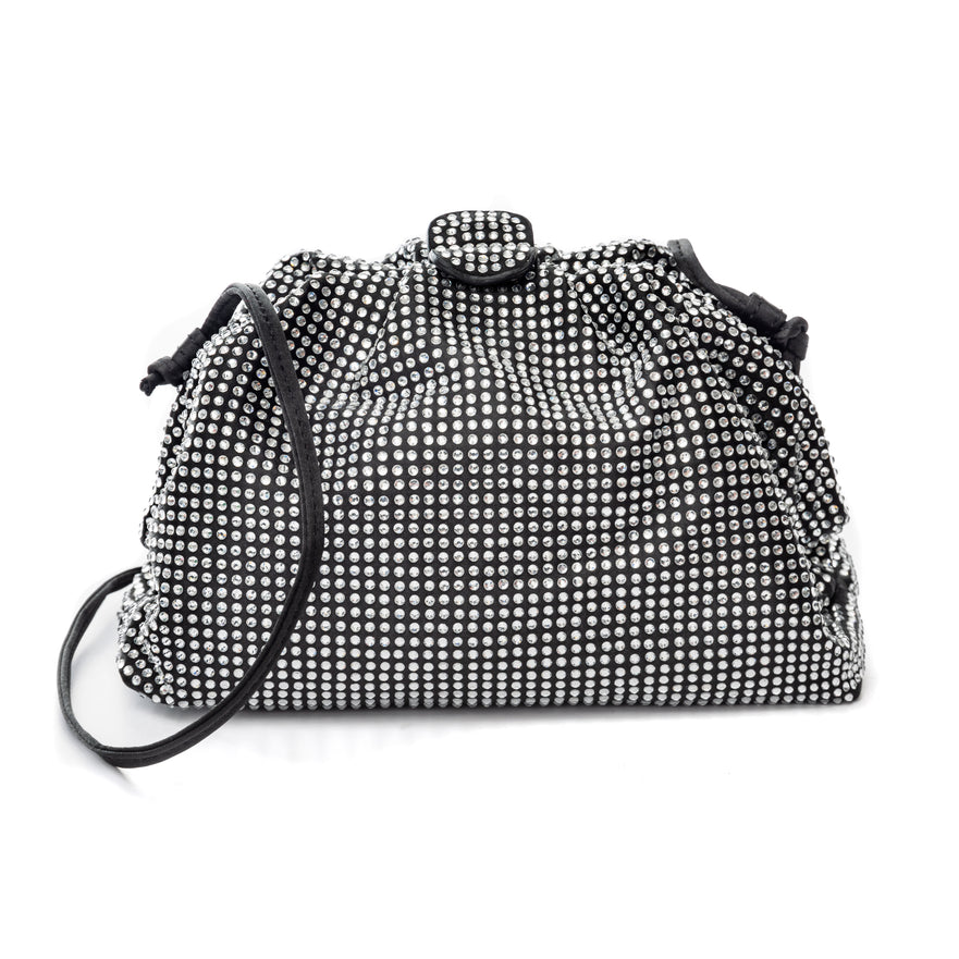 Bolsa Mini Pouch Em Cristais Preto