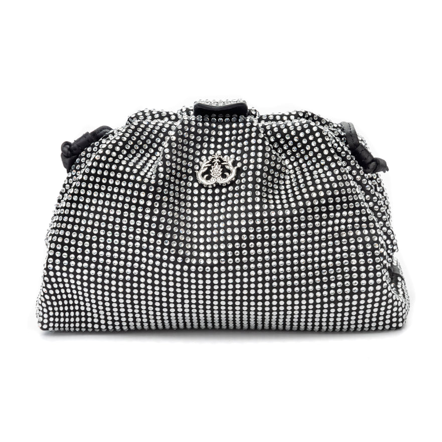 Bolsa Mini Pouch Em Cristais Preto
