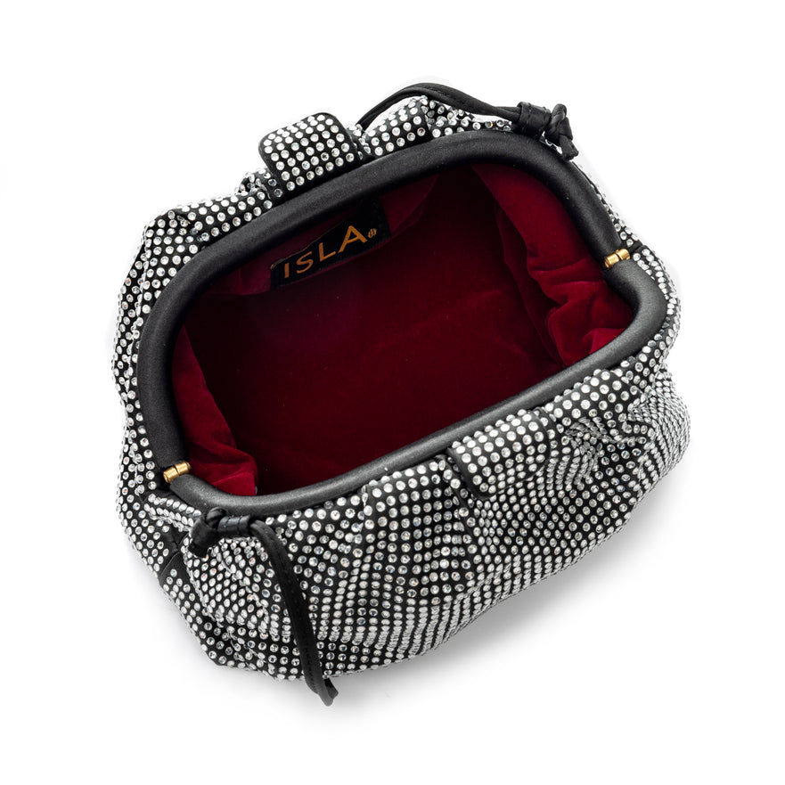 Bolsa Mini Pouch Em Cristais Preto