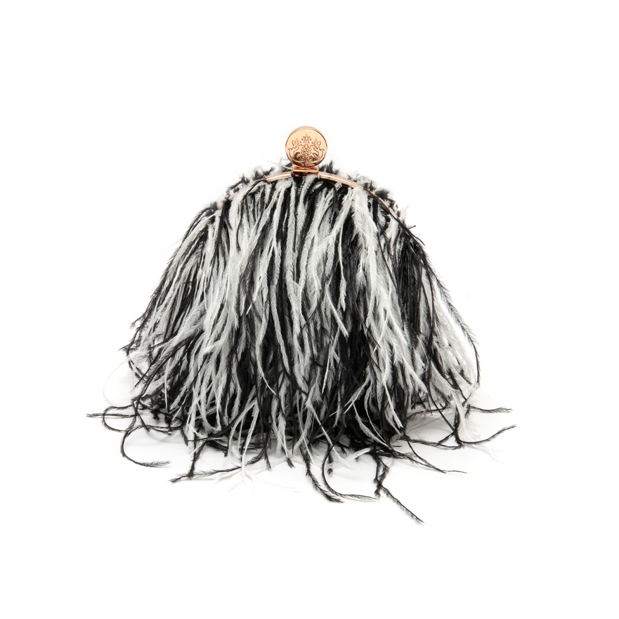 LILY FEATHER BAG IN BLACK AND WHITE