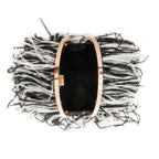 BOLSA LILY EM PLUMAS PRETO E BRANCO