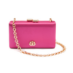 BOLSA CLUTCH EVA EM CETIM PINK OURO