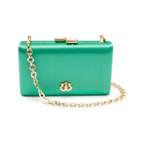 BOLSA CLUTCH EVA EM CETIM VERDE OURO