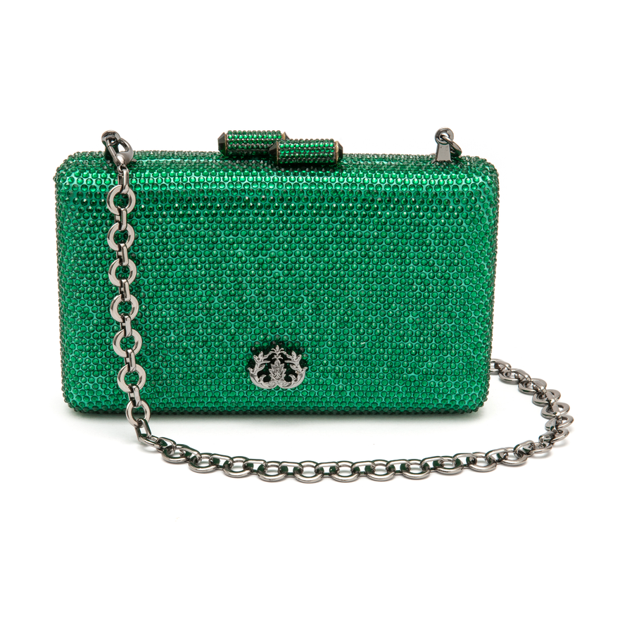 BOLSA CLUTCH EVA EM CRISTAIS VERDE ONIX