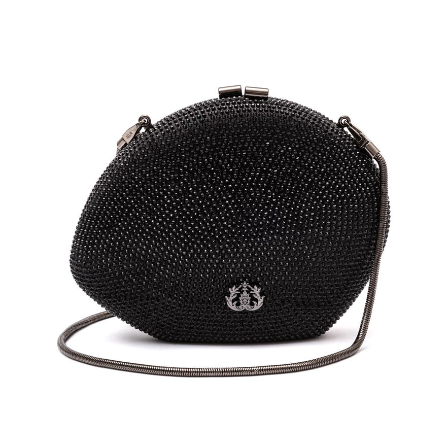 BOLSA CLUTCH CRISTAIS  ABAULADA PRETA
