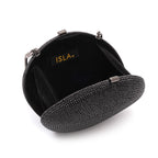 BOLSA CLUTCH CRISTAIS  ABAULADA PRETA