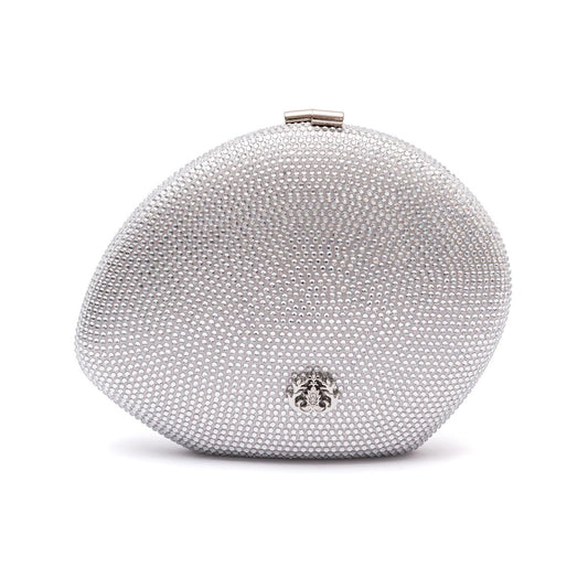 Clutch Abaulada Cristais Prata