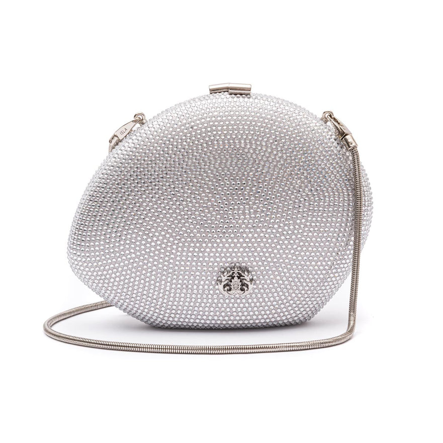 Clutch Abaulada Cristais Prata
