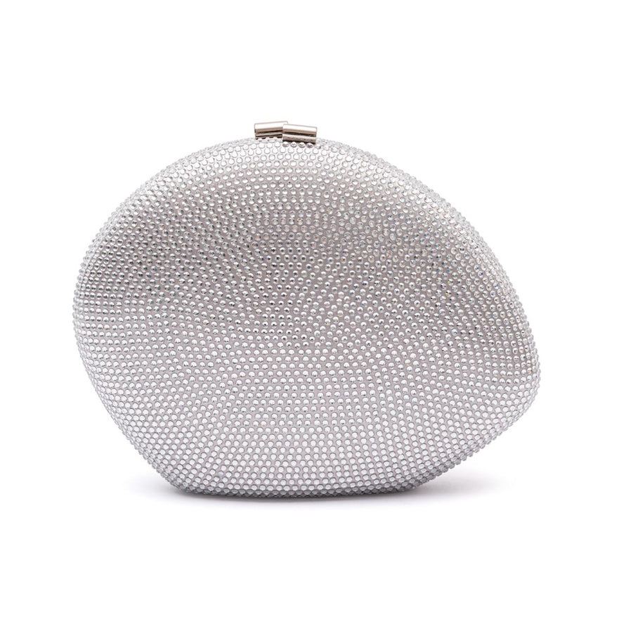 Clutch Abaulada Cristais Prata