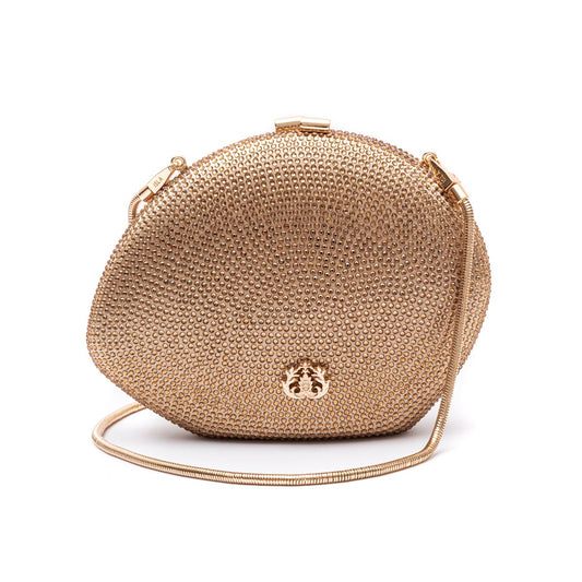 Clutch Cristais Abaulada Ouro