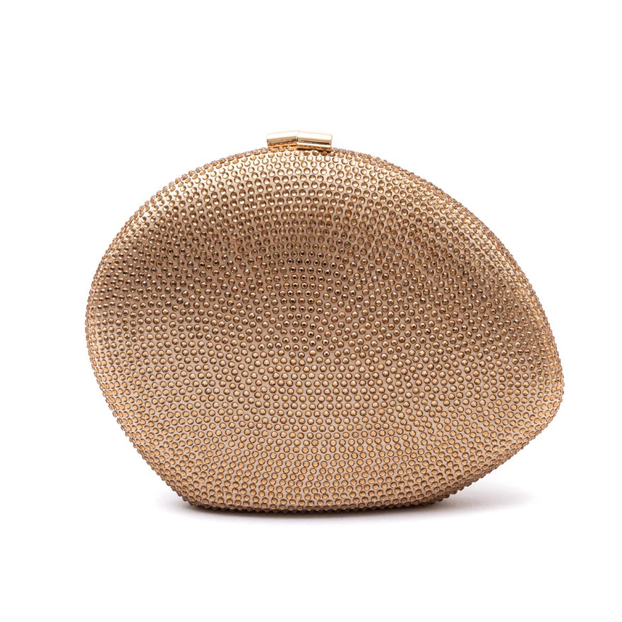 Domed Crystal Clutch Gold