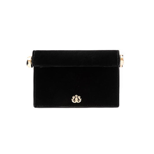 CLUTCH ROLL VELUDO CRISTAL NATURAL PRETO