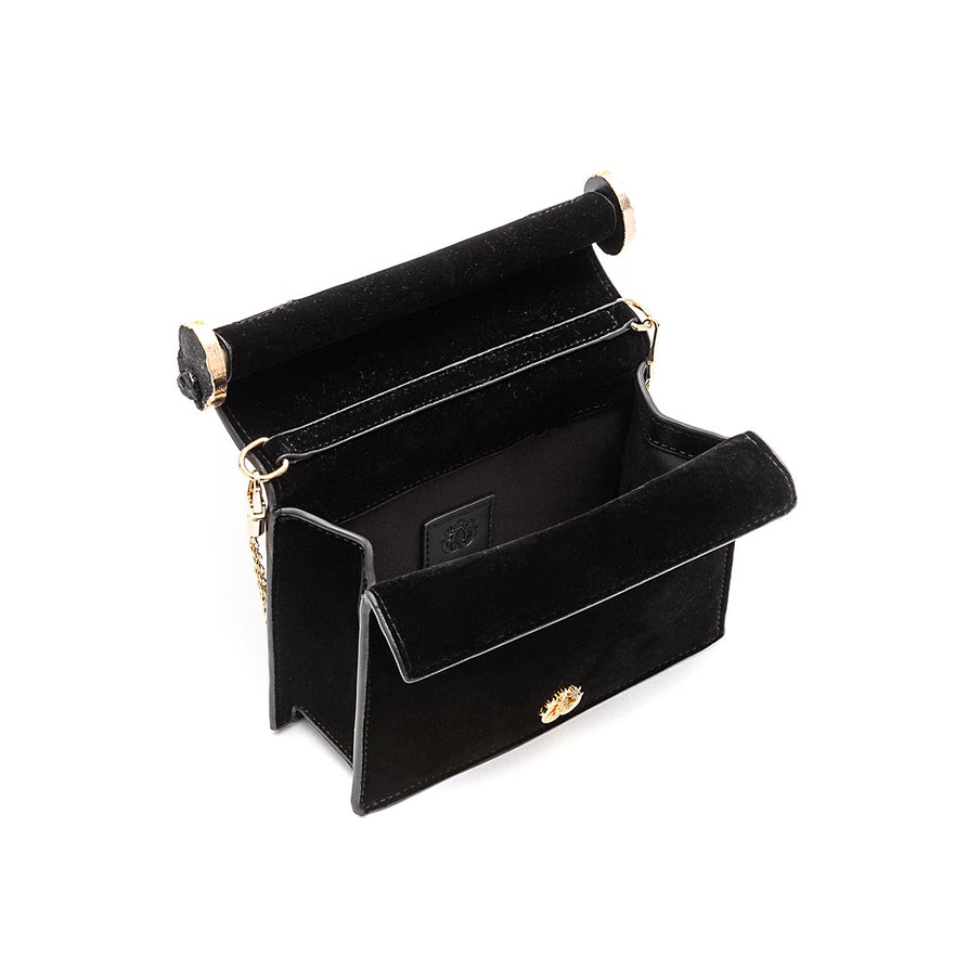 CLUTCH ROLL VELUDO CRISTAL NATURAL PRETO