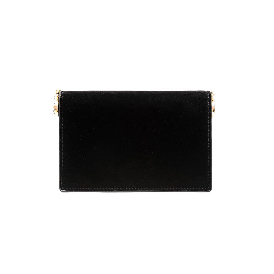 CLUTCH ROLL VELUDO CRISTAL NATURAL PRETO