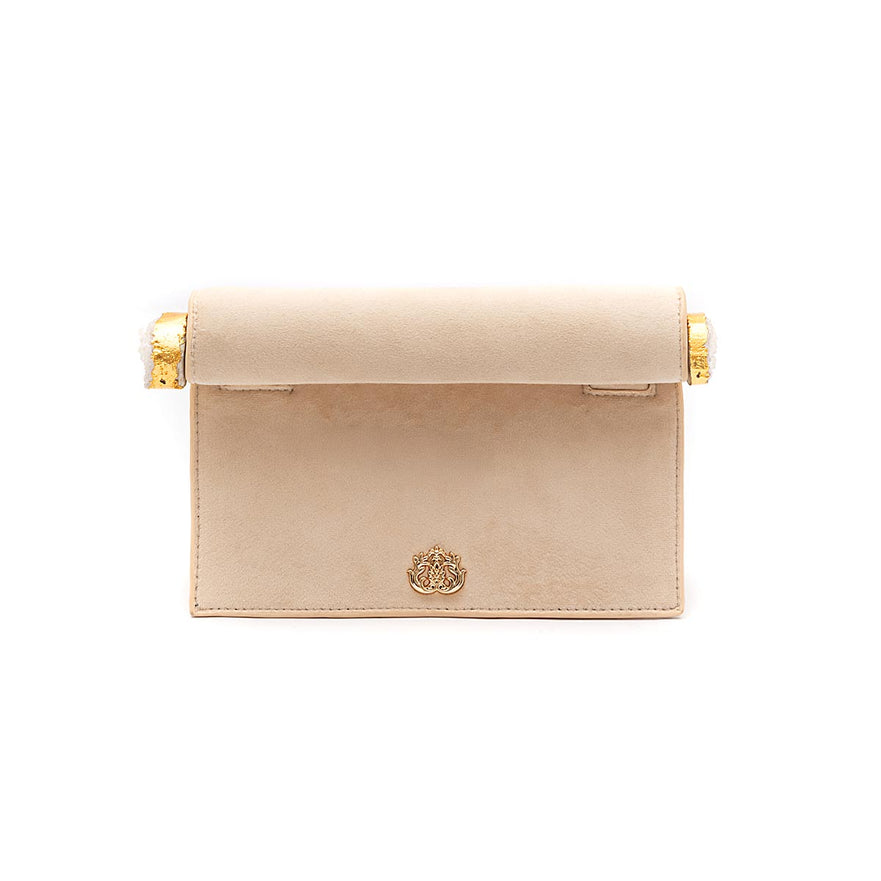 CLUTCH ROLL VELUDO CRISTAL NATURAL CREME