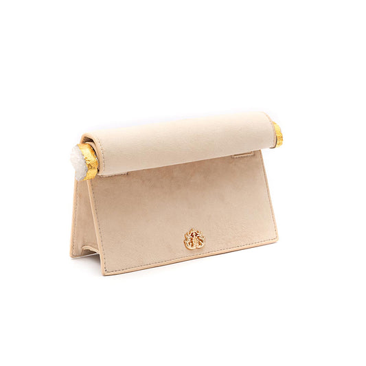 CLUTCH ROLL VELUDO CRISTAL NATURAL CREME