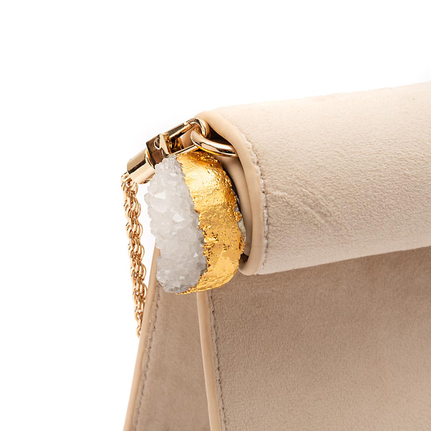 CLUTCH ROLL VELUDO CRISTAL NATURAL CREME