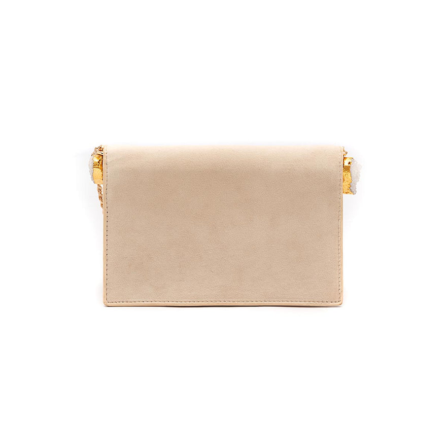 CLUTCH ROLL VELUDO CRISTAL NATURAL CREME