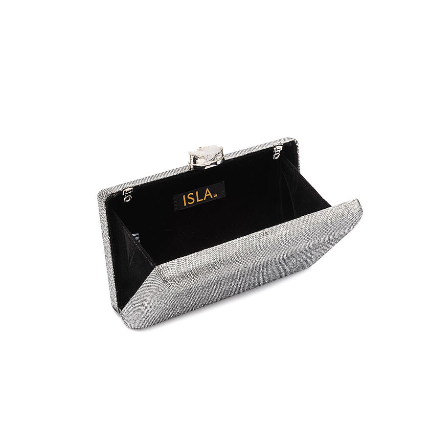 CLUTCH EVA FECHO CRISTAL PRATA