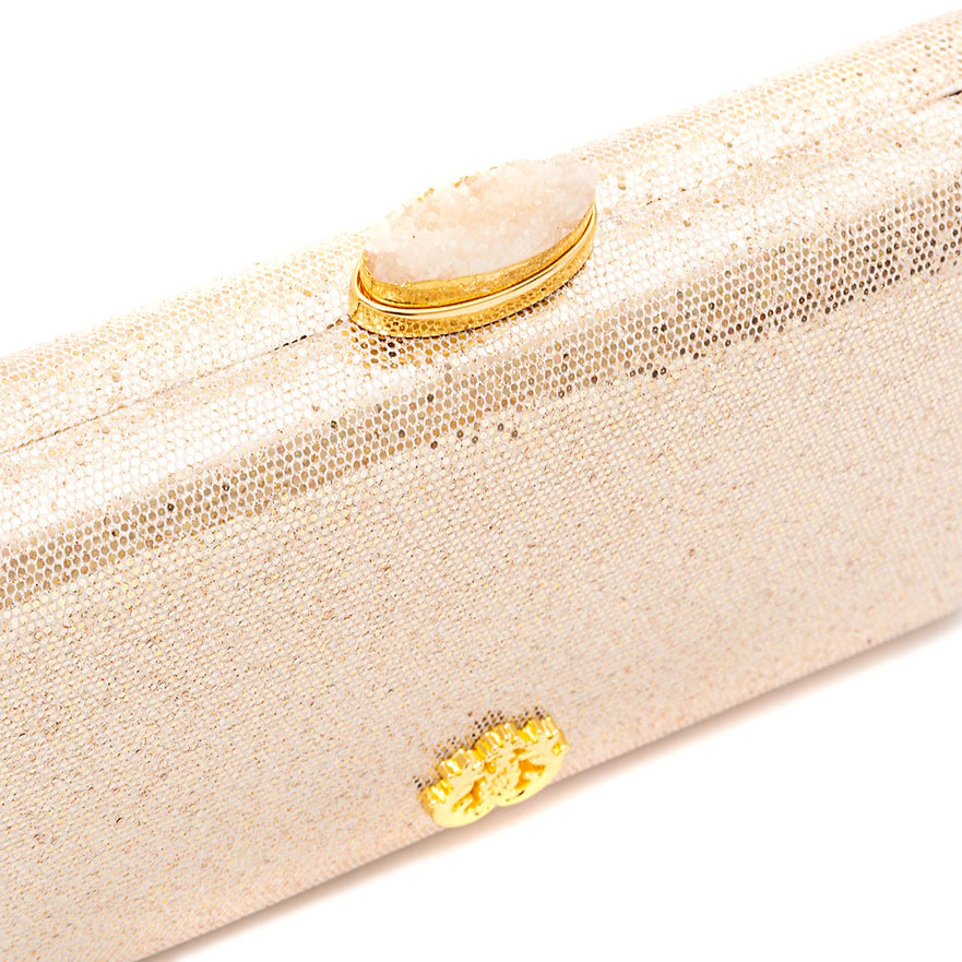 CLUTCH EVA FECHO CRISTAL OURO