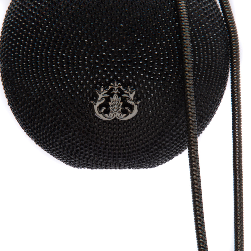 BOLSA MINI ESFERA CRISTAIS PRETA