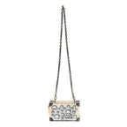 CLUTCH TRUNK EM COURO METALIZADO COM CRISTAIS PRATA