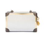 CLUTCH TRUNK EM COURO METALIZADO COM CRISTAIS PRATA