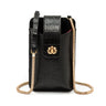 BLACK STRAW CROSSBODY PHONE POUCH