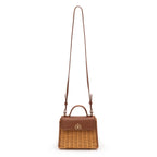 SELENE TOP HANDLE RATTAN E COURO CARAMELO