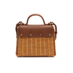 SELENE TOP HANDLE RATTAN E COURO CARAMELO